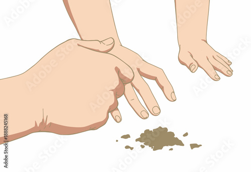 Engaging Hand Movement Fist and Fingers Game with Small Pebbles Illustrating Interaction and Strategy