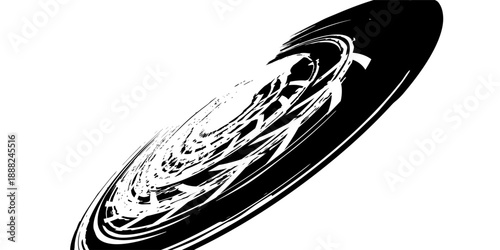 Tire track. Car, bike, motorcycle tyre mark with grunge effect isolated on white background. Wheel footprint on the road. Top view of rubber protector mark