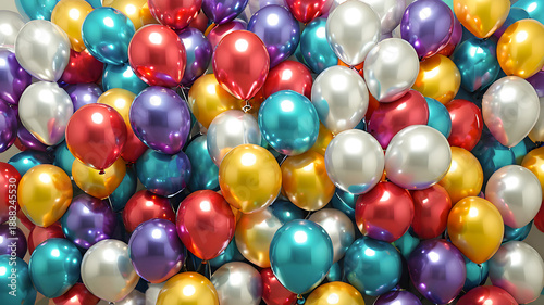 multi-colored balloons close-up. oil painted illustration.	