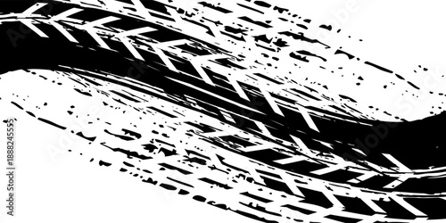 Tire track. Car, bike, motorcycle tyre mark with grunge effect isolated on white background. Wheel footprint on the road. modern vector.