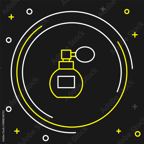 Line Perfume icon isolated on black background. Colorful outline concept. Vector