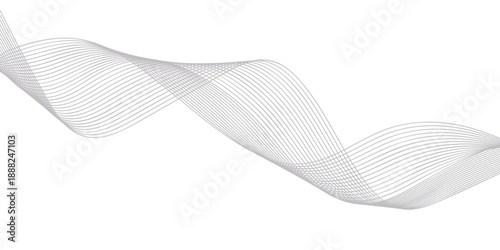 Black and white satin silk ribbon illustration with blue wavy lines and flowing digital curves creating a motion pattern backdrop design