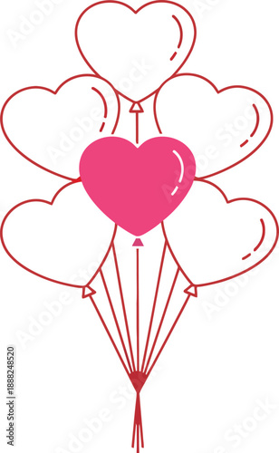 Bouquet of heart-shaped balloons