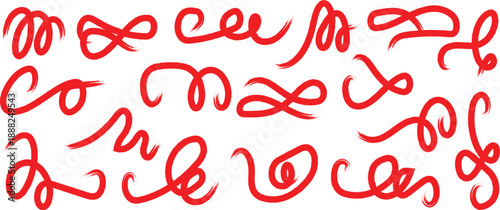 Flourish hand drawn swash line set. Flourish line calligraphy hand drawn pen ink brush thin stroke curve..Elegant vintage doodle swirl scroll underline text decoration design