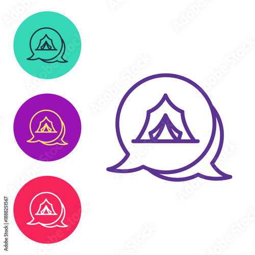 Set line Circus tent icon isolated on white background. Carnival camping tent. Amusement park. Set icons colorful. Vector