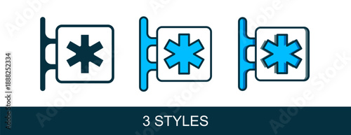 Filled outline Medical symbol of the Emergency - Star of Life icon isolated on white background. Vector