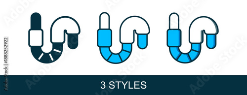 Filled outline Worm icon isolated on white background. Fishing tackle. Vector