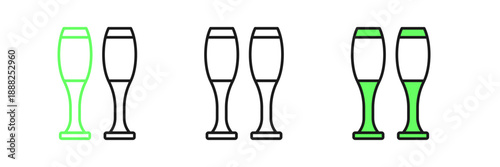 Set line Bowling pin icon isolated on white background. Juggling clubs, circus skittles. Vector