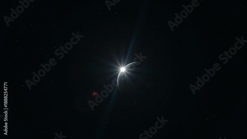 Distant Planet Illuminated by Star in Deep Space 8K