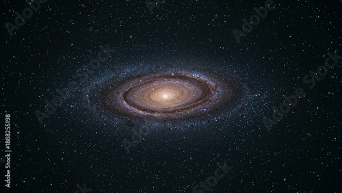 Spiral Galaxy Surrounded by Stars in Deep Space