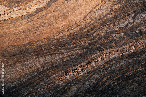 Schilderij op canvas Macro View of Stratified Banded Sandstone Sedimentary Rock