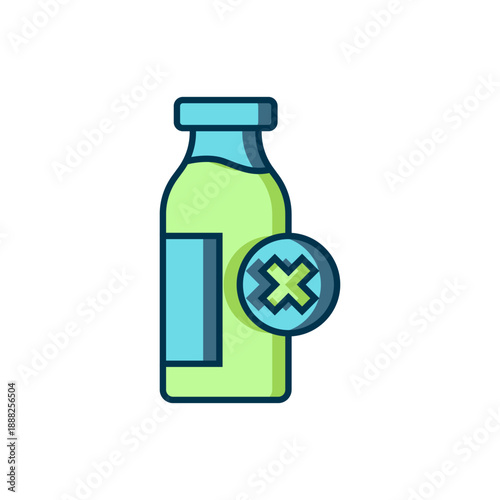 Filled outline Lactose intolerance icon isolated on white background. Not allow milk. Allergy concept, lactose intolerance allergy warning sign. Flat filled outline style with shadow. Vector