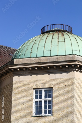 Danish post and telegraph building with a copper roof in Aarhus, Denmark	
