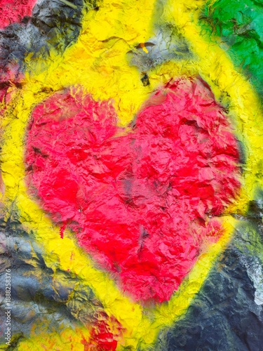 Draw a heart. Painted red heart.