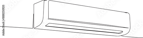 Air conditioner one continuous line art, Vector illustration, One line art, Line art graphic style