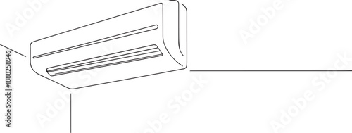 Air conditioner one continuous line art, Vector illustration, One line art, Line art graphic style