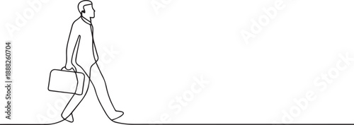Business man holding brief case one continuous line art, Vector illustration, One line art, Line art graphic style