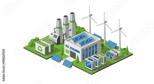 Sustainable Industrial Facility with Renewable Energy Sources.