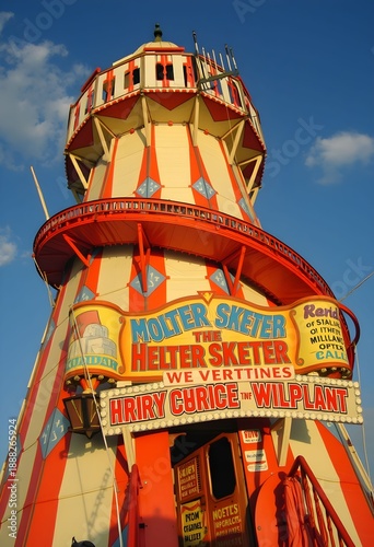 A view of a Helter Skelter in a fair ground