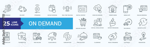 On Demand  Icon Set Illustration Vector Outline Style