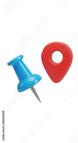Blue pushpin and red location marker