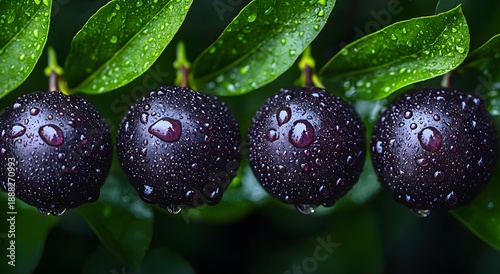 Jamun berries natural garden shot with water droplets image