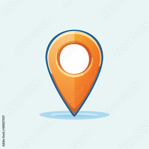 A contemporary and vibrant orange and blue map pin icon, precisely designed as a graphical marker for digital navigation, location-based services, and online mapping applications