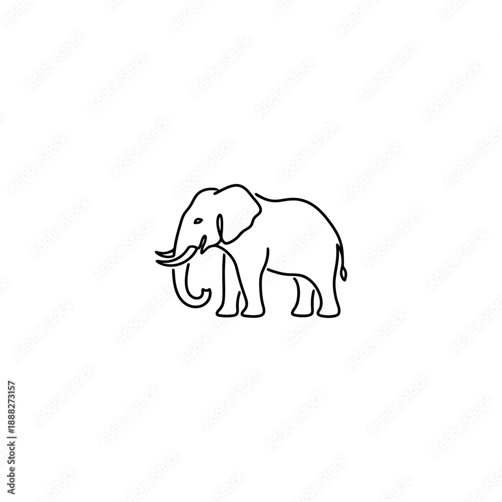 Obraz premium Single line elephant icon flat vector design.
