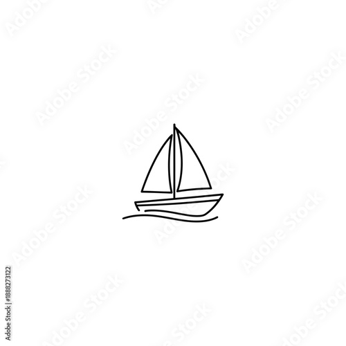 Single line boat icon flat vector design.