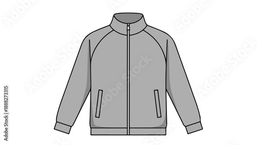 Gray zip-up jacket with mock neck and side pockets on a white background.