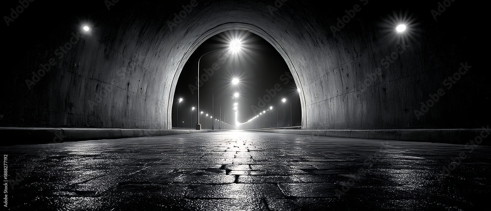 Fototapeta premium light shines from a dark tunnel