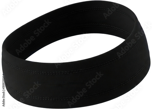Black elastic headband for sports and fitness exercise on transparent background