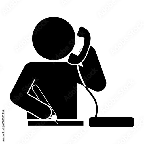 電話で問い合わせする人のピクトグラム