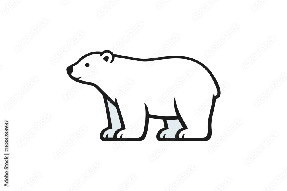 Fototapeta premium Minimalist polar bear illustration on white background