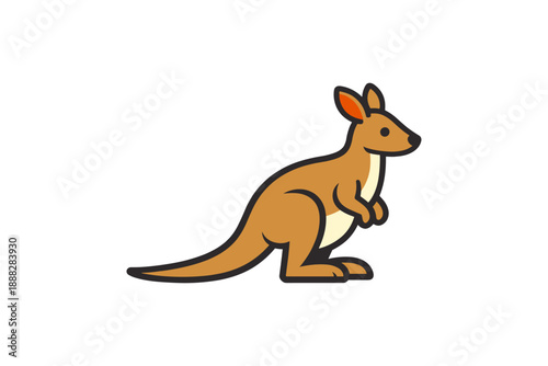 Colorful cartoon kangaroo illustration on white background