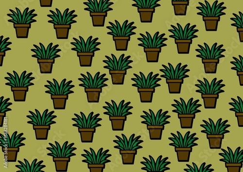 Plants On Olive Background Gardens