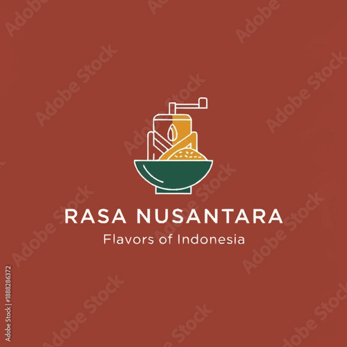 Indonesian cuisine logo design with traditional flavors and ingredients.