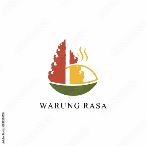 Warung Rasa logo with stylized bowl and steam elements.