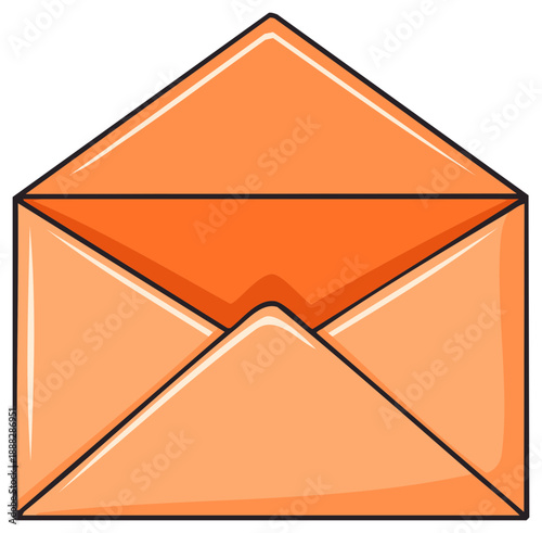 Open Orange Envelope Illustration Sending Correspondence and Notifications