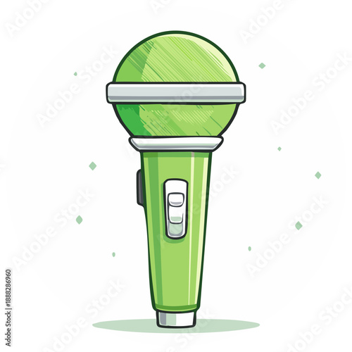 Vibrant Green Microphone Illustration Isolated on White Background for Entertainment and Communication