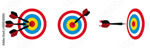 Core Target & Dart Elements Flat Vector Illustration on Transparent Background