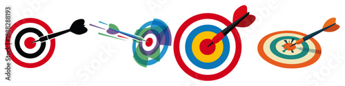 Dart hitting the bullseye Flat Vector Illustration on Transparent Background