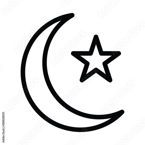 Crescent Star With Modern Syle Icon