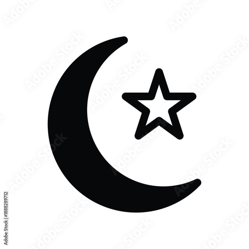 Crescent Star With Modern Syle Icon