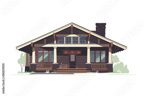 Craftsman House isolated illustration