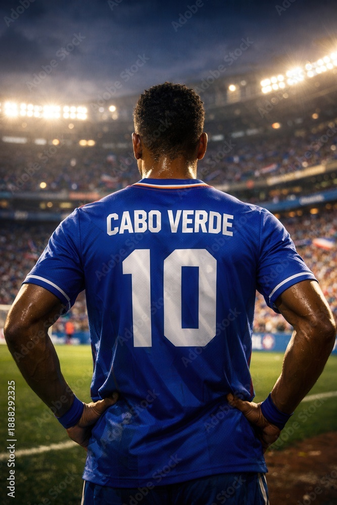 Fototapeta premium Cape Verde Male Football Player Standing Before Match