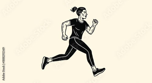 Dynamic Silhouette of a Male Athlete Sprinting and Running on Neutral Background