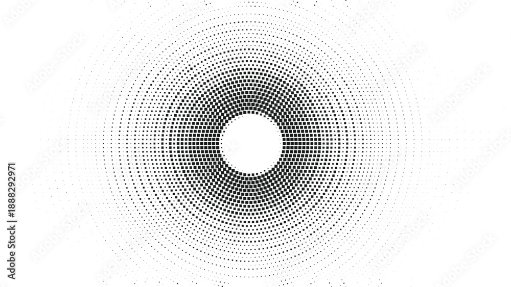 Αυτοκόλλητο Abstract black square halftone circular background with geometric dotted gradien