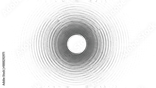 Abstract black square halftone circular background with geometric dotted gradient, modern minimal texture for technology themes, digital design, posters and branding
