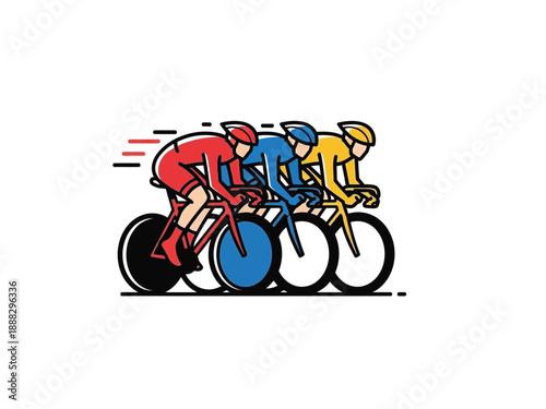 Three Cyclists Competing in a Bicycle Race.